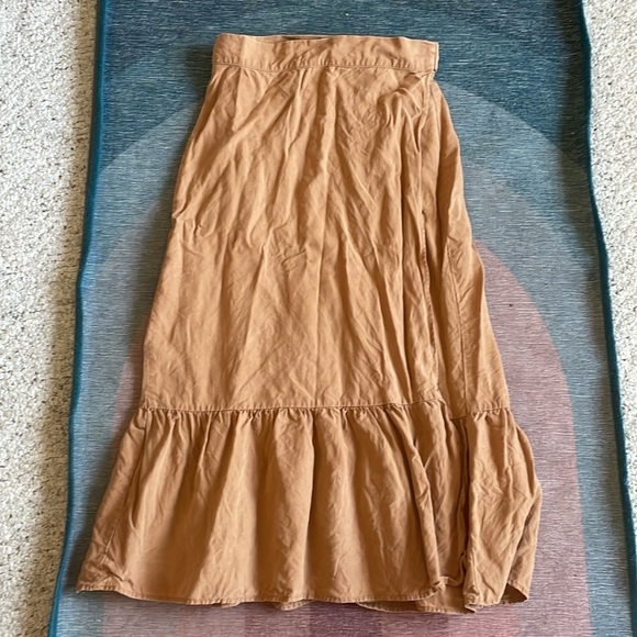 Forever 21 Neutral Tan Flax Linen True Wrap Midi Skirt - Picture 5 of 10